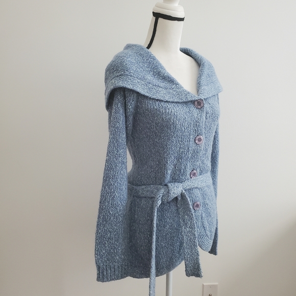 Anthropologie Sleeping on Snow Tie Waist Cardigan Sweater  Size Small - Picture 4 of 10